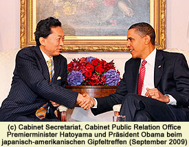 Hatoyama und Präsident Obama beim japanisch-amerikanischen Gipfeltreffen