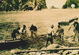 Japanische Fischer betrieben auf
und um Takeshima sehr intensiv
Fischerei.（ 1930er Jahre）（Foto:
persönliches Eigentum, vom
"Takeshima Archives Room" der
Präfekturregierung Shimane zur
Verfügung gestellt）